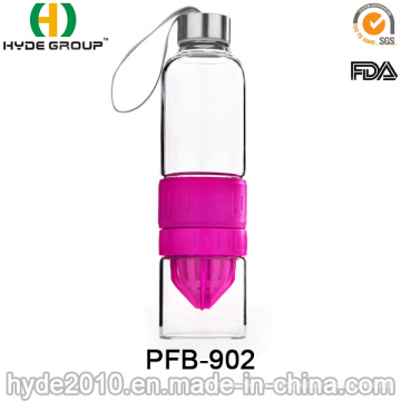 Botella de agua de cristal modificada para requisitos particulares caliente del zumo de fruta (PFB-902)